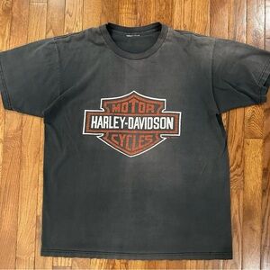 Vintage Harley Davidson Logo Distressed Santiago Chile Tee
